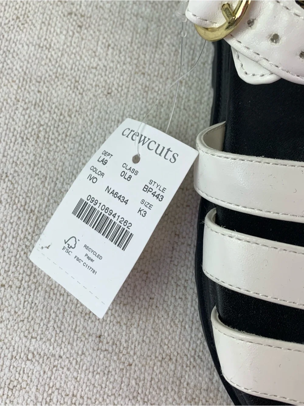 Crewcuts Girls' fisherman lug-sole sandals‎ in white New size 3